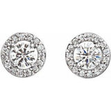 14K White 3/8 CTW Natural Diamond Halo-Style Earrings