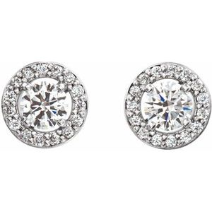 14K White 3/8 CTW Natural Diamond Halo-Style Earrings