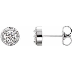 14K White 3/8 CTW Natural Diamond Halo-Style Earrings