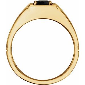 14K Yellow Natural Black Onyx Ring
