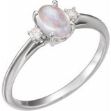 Sterling Silver Natural Rainbow Moonstone & .06 CTW Natural Diamond Ring