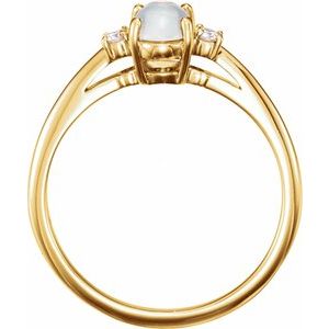 14K Yellow Natural Rainbow Moonstone & .06 CTW Natural Diamond Ring