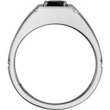 14K White Natural Black Onyx Ring