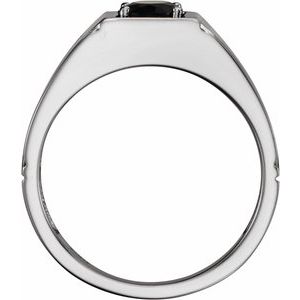 14K White Natural Black Onyx Ring