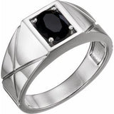 14K White Natural Black Onyx Ring