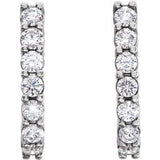 14K White 1 1/4 CTW Natural Diamond J-Hoop Earrings
