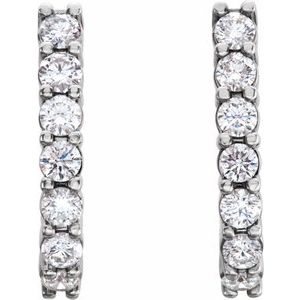 Platinum 1 1/4 CTW Natural Diamond J-Hoop Earrings