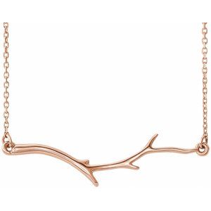 14K Rose Branch Bar 16-18" Necklace