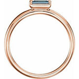 14K Rose Natural London Blue Topaz Stackable Ring