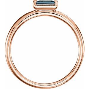 14K Rose Natural London Blue Topaz Stackable Ring