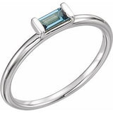 Platinum Natural London Blue Topaz Stackable Ring
