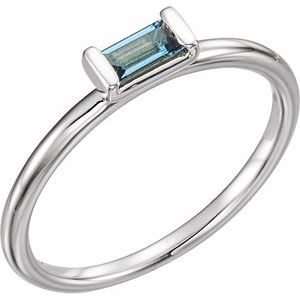 Platinum Natural London Blue Topaz Stackable Ring
