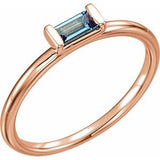 14K Rose Natural London Blue Topaz Stackable Ring