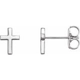 14K White 7.5 mm Cross Earrings