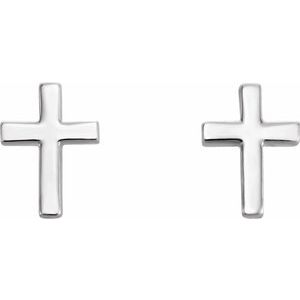 14K White 7.5 mm Cross Earrings