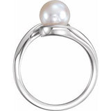 14K White 7.5-8.0 mm Cultured White Freshwater Pearl Ring