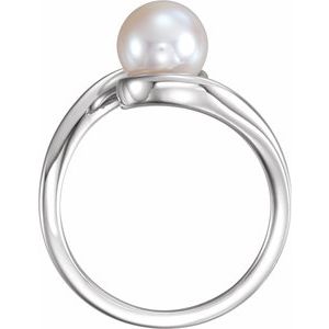 14K White 7.5-8.0 mm Cultured White Freshwater Pearl Ring