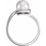 Platinum Cultured White Freshwater Pearl Ring