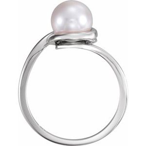 Platinum Cultured White Freshwater Pearl Ring