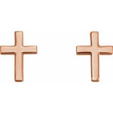 14K Rose 7.5 mm Cross Earrings