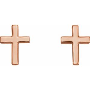 14K Rose 7.5 mm Cross Earrings