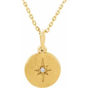 14K Yellow .01 CT Natural Diamond Star 16-18" Necklace