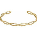 14K Yellow 6 1/4 In Rope Cuff Bracelet