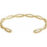 14K Yellow 6 1/4 In Rope Cuff Bracelet