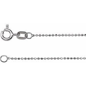 14K White 1 mm Diamond-Cut Bead 24" Chain