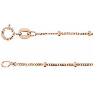 14K Rose 1 mm Beaded Curb 18" Chain