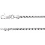 14K White 2 mm Diamond-Cut Wheat 16" Chain