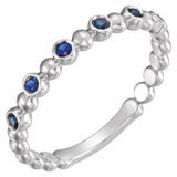 Platinum Natural Blue Sapphire Stackable Ring