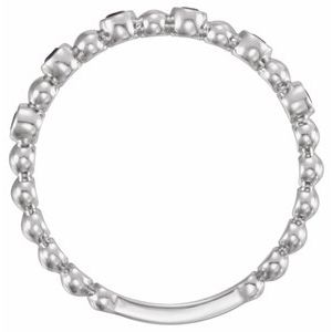 14K White Natural Blue Sapphire Stackable Ring