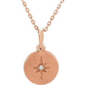14K Rose .01 CT Natural Diamond Star 16-18" Necklace
