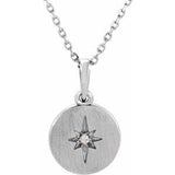 Platinum .01 CT Natural Diamond Star 16-18" Necklace