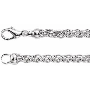 Sterling Silver 4 mm Wheat 7" Chain