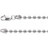 Sterling Silver 3 mm Hollow Bead 20" Chain