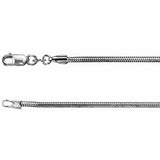 Rhodium-Plated Sterling Silver 1.5 mm Snake 16" Chain