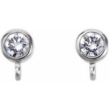 14K White .06 CT Natural Diamond Bezel-Set Earring Top