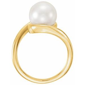 14K Yellow 9.5-10 mm Cultured White Freshwater Pearl Ring