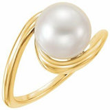 14K Yellow 9.5-10 mm Cultured White Freshwater Pearl Ring