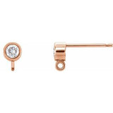 14K Rose .06 CT Natural Diamond Bezel-Set Earring Top