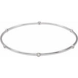 14K White 1/4 CTW Natural Diamond Bezel-Set Bangle 8" Bracelet