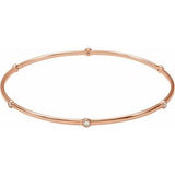 14K Rose 1/4 CTW Natural Diamond Bezel-Set Bangle 8" Bracelet
