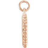 14K Rose Engravable Beaded Disc Charm/Pendant