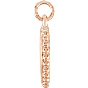14K Rose Engravable Beaded Disc Charm/Pendant