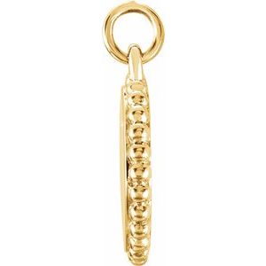 14K Yellow Engravable Beaded Disc Charm/Pendant