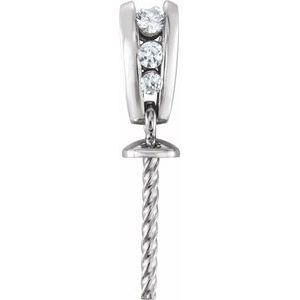 14K White .07 CTW Natural Diamond Semi-Set Pendant for 12 mm Pearl