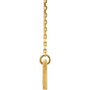 14K Yellow .03 CT Natural Diamond Engravable Bar 17" Necklace