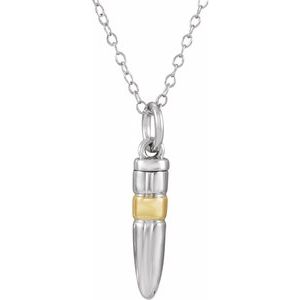 Sterling Silver 14K Yellow Gold-Plated Bullet Ash Holder 18" Necklace